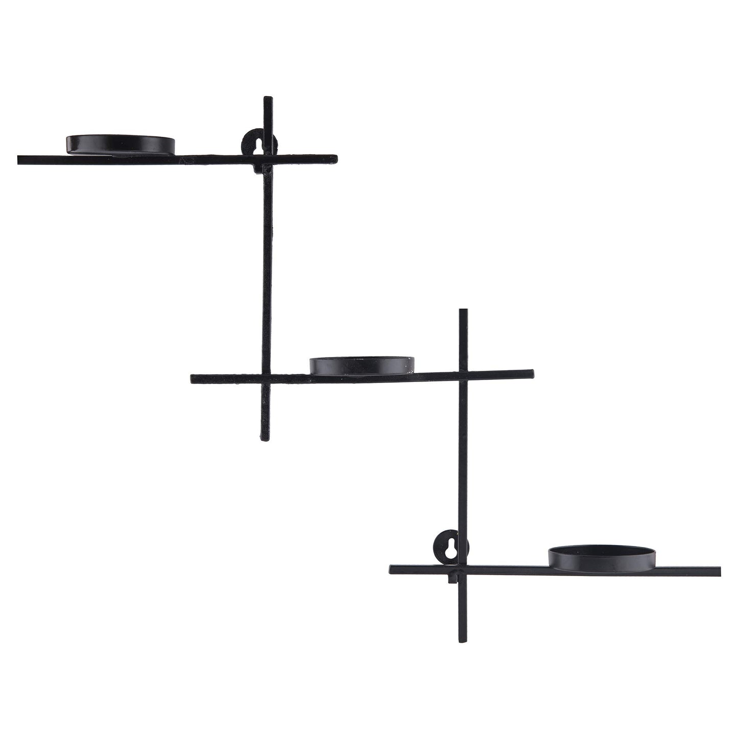 Homesake® Black Scorching Ladder with Six Votive Green, Wall Hanging Candle Tealight Holder, Set of 2