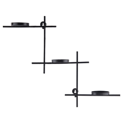 Homesake® Black Scorching Ladder with Six Votive Green, Wall Hanging Candle Tealight Holder, Set of 2