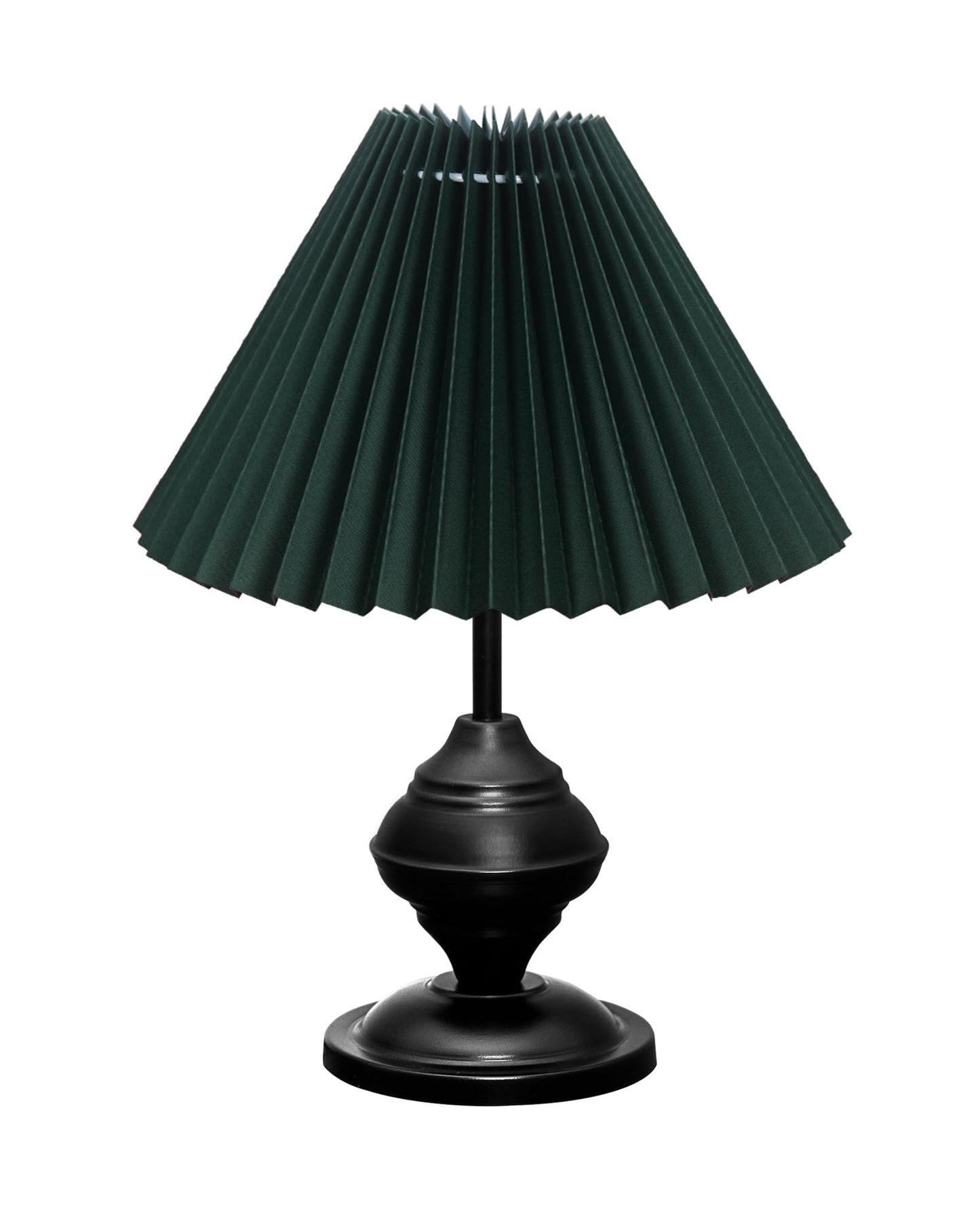 Homesake® Bedside Black Metal Table Lamp With Fabric Shade,Incandescent,E27 Holder,Urn,Desk Lamp,Night Lamp,Office,Nightstand,Table Lamp For Living Room,Study Room,Kids Room,Pleated