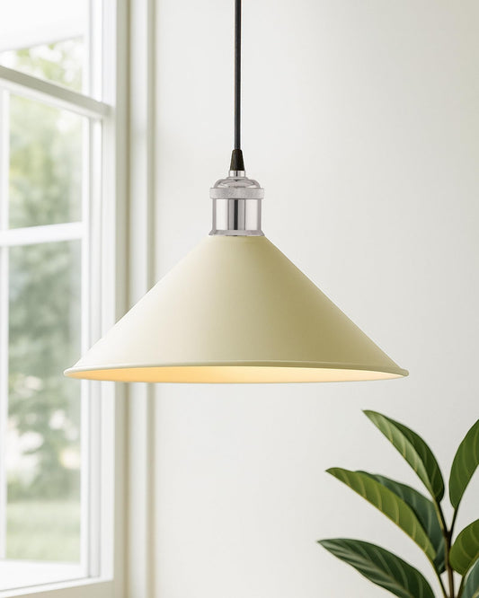 Industrial White Barn Cone Metal Bulb Iron Cone Vintage Hanging Ceiling Pendant Light Edison filament Holder Decorative Lamp Shade, Antique Gold