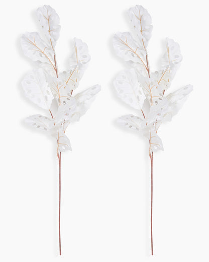 Homesake® Faux Long Monstera Leaf Stems, Set of 2 Artificial Branches with 5 Sticks Each, Pot Not Included, Decorative Plant for Vase, Tabletop, Living Room, Home Décor, Green