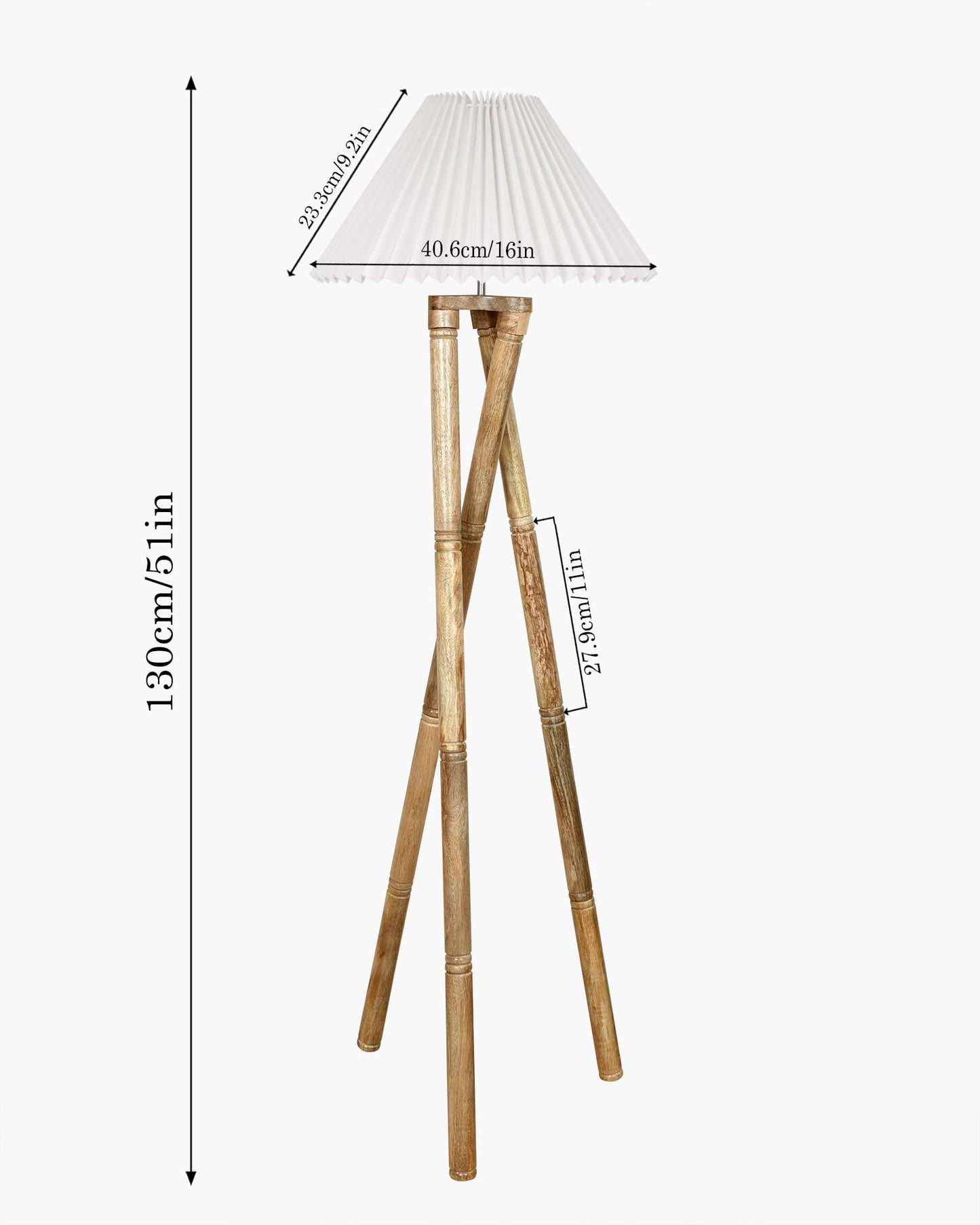 Cross-leg Wood Tripod Floor Lamp, Mid Century Standing Lamp, E27 Lamp Base, With Shade Modern Design Floor Reading Lamp for Living Room Bedroom, Study Room and Office