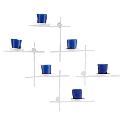Homesake® White Scorching Ladder with Six Votive Blue, Wall Hanging Candle Tealight Holder, Set of 2