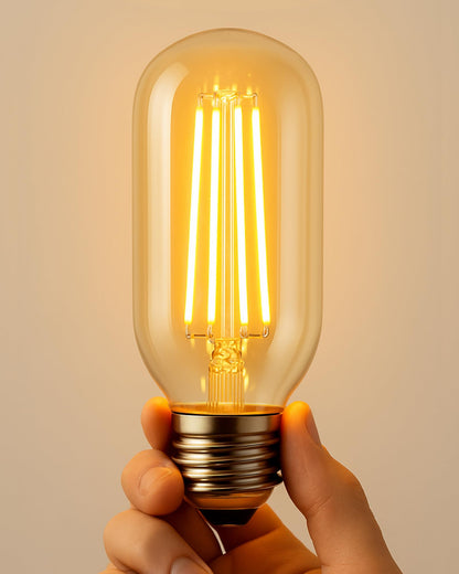 Homesake® T45 LED Filament Bulb 4W Warm White Vintage Tube Bulb for Home Décor, Pendant Lights, Wall Lamps & E27 Holder Fixtures | 360° Beam LED Light Bulb