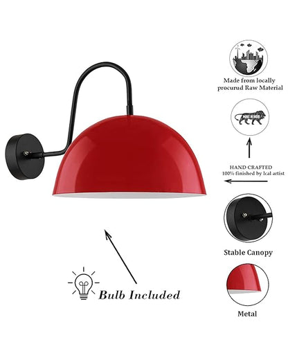 Metallic Pendant 10" Wall Sconce Gooseneck Retro Wall Light Fixtures for Bedroom Nightstand, Barn Warehouse
