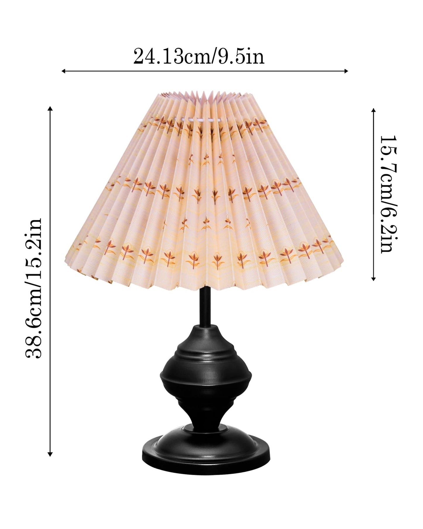 Homesake® Bedside Black Metal Table Lamp With Fabric Shade,Incandescent,E27 Holder,Urn,Desk Lamp,Night Lamp,Office,Nightstand,Table Lamp For Living Room,Study Room,Kids Room,Pleated