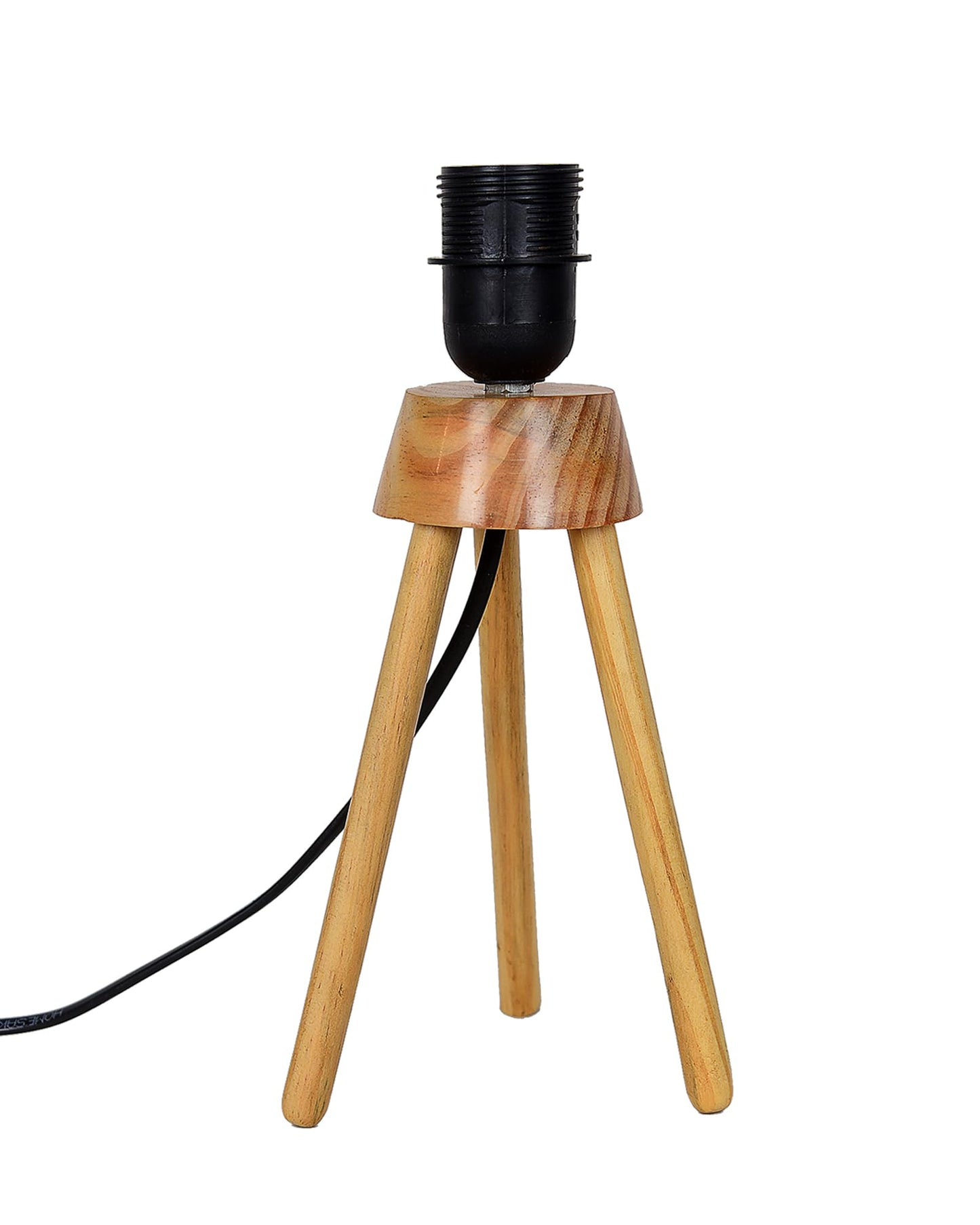Wood Tripod Small Table Lamps, Rustic Antique Dimmable Bedside Lamp with Linen Lampshade, Nightstand Lamp for Nursery, Bedroom, Kid Room, Living Room,