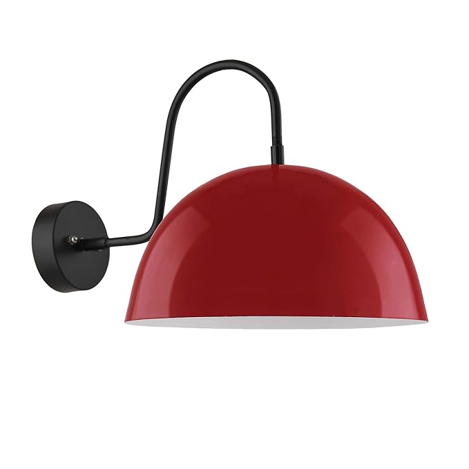 Metallic Pendant 10" Wall Sconce Gooseneck Retro Wall Light Fixtures for Bedroom Nightstand, Barn Warehouse