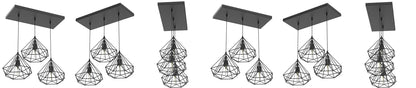3-lights Cluster Chandelier Black Diamond Hanging Pendant Light with Black Cord