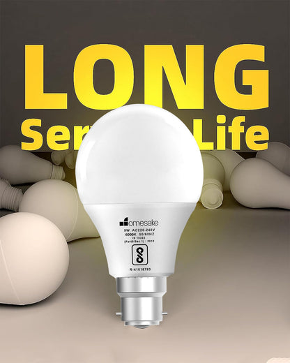 Homesake® B22 Light Bulbs Cool White 6000K 9W Standard Edison Base Bulb,for Bedroom Living Room, Energy Saving LED Light Bulb for Home, Office & Study Room