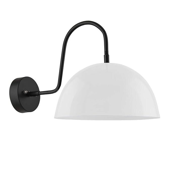 Metallic Pendant 8" Wall Sconce Gooseneck Retro Wall Light Fixtures for Bedroom Nightstand, Barn Warehouse