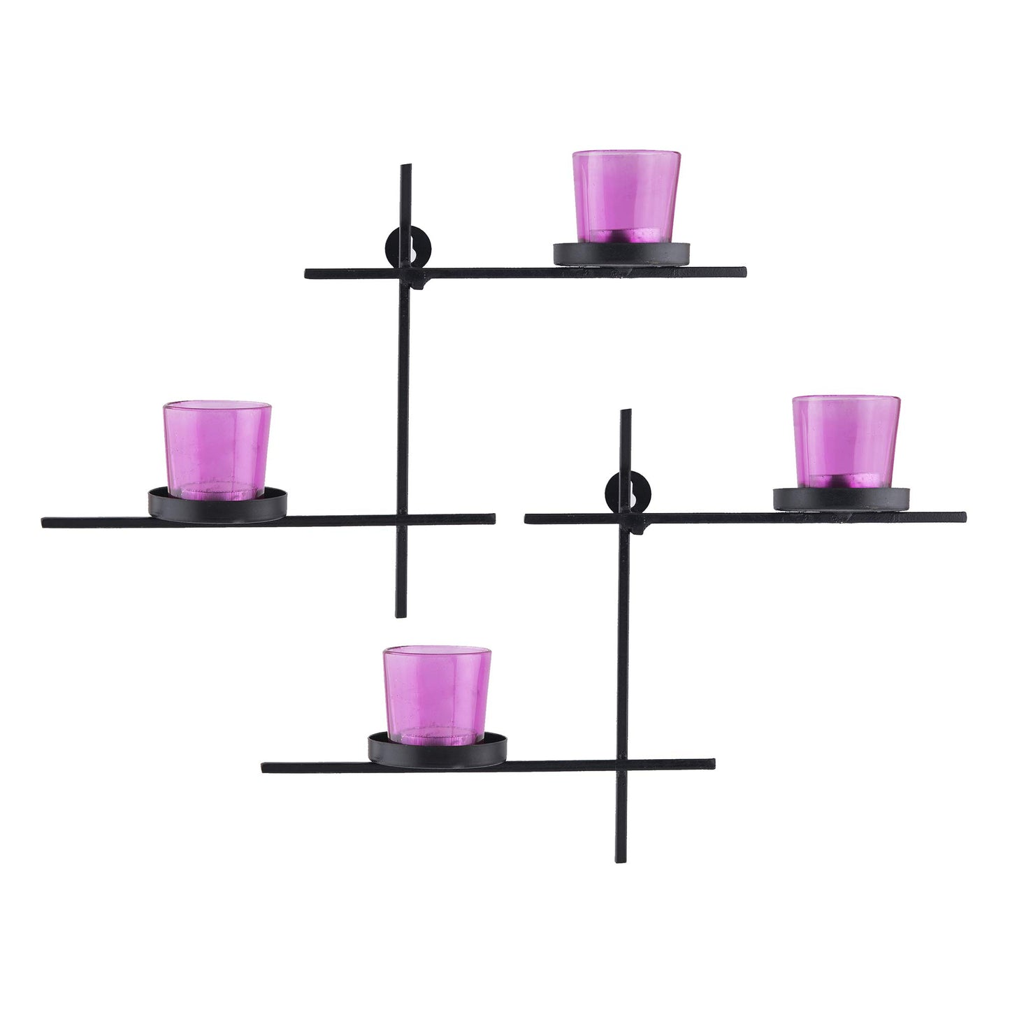 Homesake® Black Scorching Ladder with Pair of Votive Wall Hanging Candle Tealight Holder, Set of 2