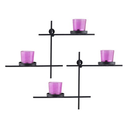 Homesake® Black Scorching Ladder with Pair of Votive Wall Hanging Candle Tealight Holder, Set of 2