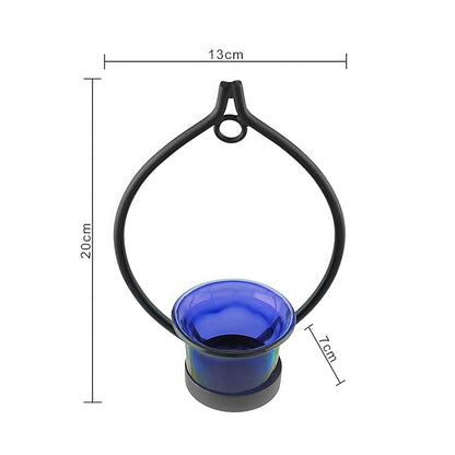 Set of 2 Decorative Black Eye Wall Sconce/Candle Holder With Glass and Free T-light Candles