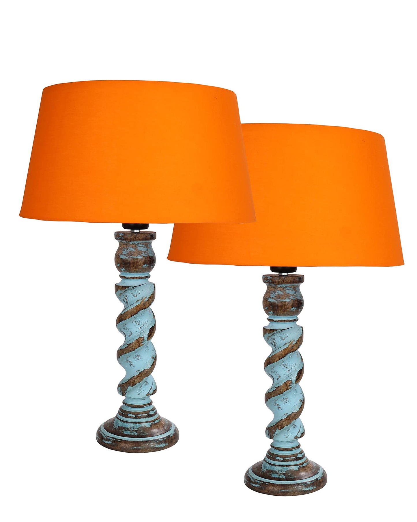 Signature Rustic Table Lamp set of 2, farmhouse Living Room Bedroom House Bedside Nightstand Home Office Reading Light, Rope Distress