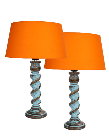 Signature Rustic Table Lamp set of 2, farmhouse Living Room Bedroom House Bedside Nightstand Home Office Reading Light, Rope Distress