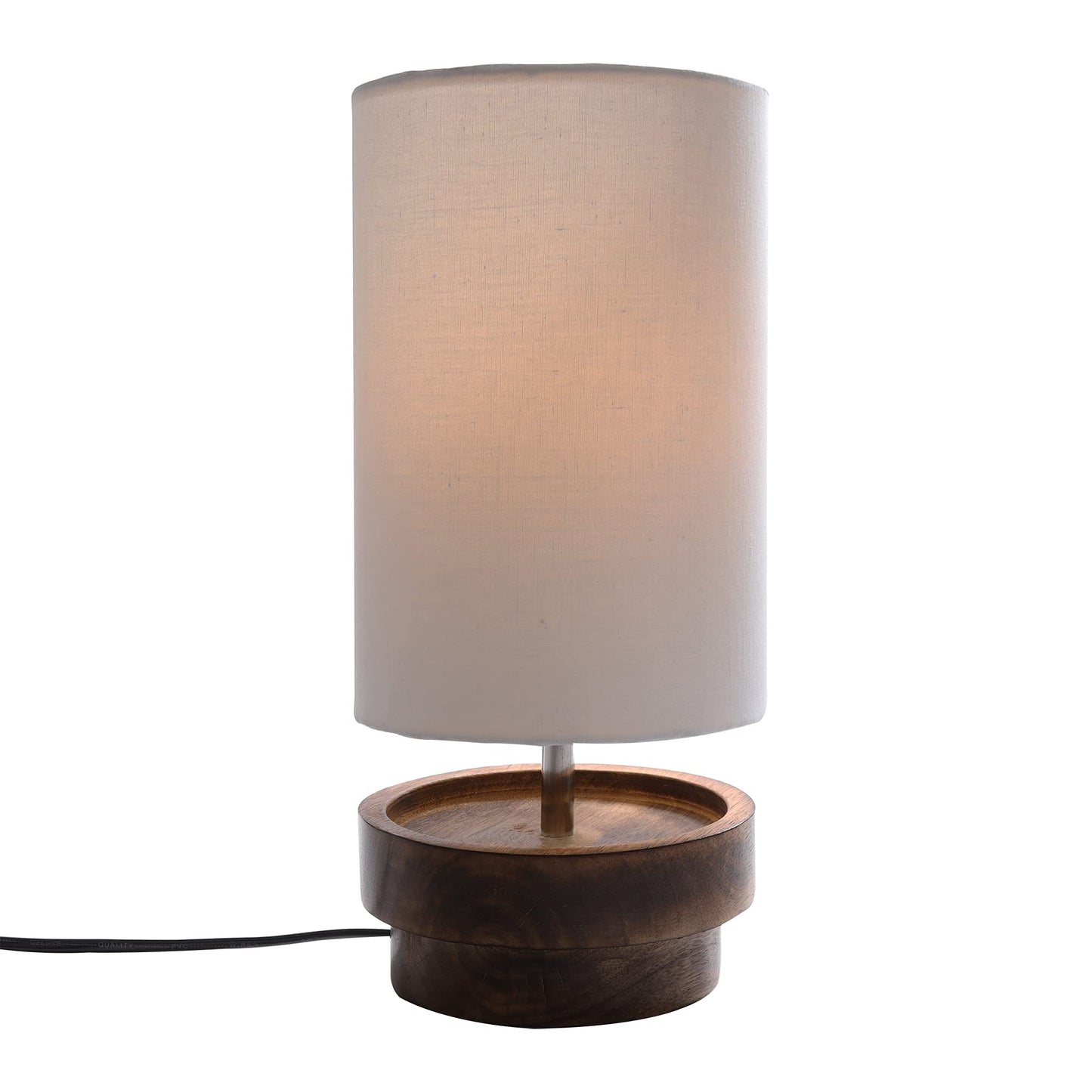 Modern Zen Wooden Lampshade Nightstand Lamps, Antique Base E27 Creative Reading Bedside Lamps Ideal for Bedroom, Concentric
