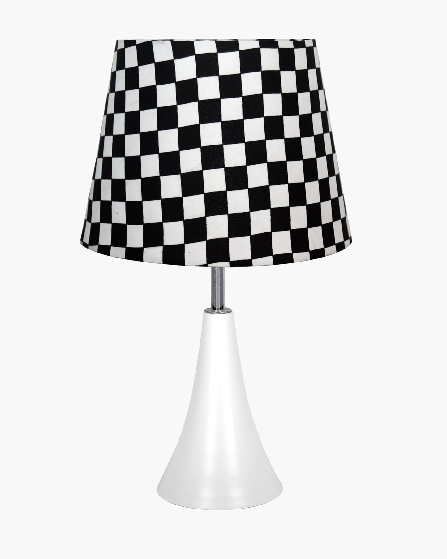 Farmhouse Matt Table Lamp for Bedroom, White Modern Bedside Lamps for Living Room, Rustic Table Light for Night Stands, Dorm, Office, Home Décor Fabric Shade, E27 holder, Inverto, Iris Cone