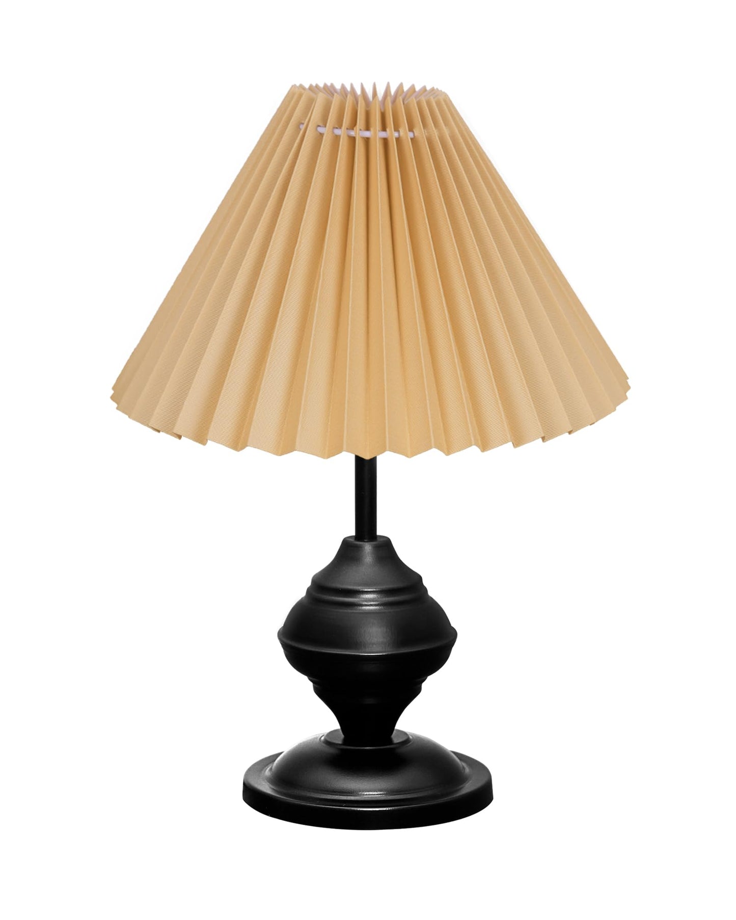 Homesake® Bedside Black Metal Table Lamp With Fabric Shade,Incandescent,E27 Holder,Urn,Desk Lamp,Night Lamp,Office,Nightstand,Table Lamp For Living Room,Study Room,Kids Room,Pleated