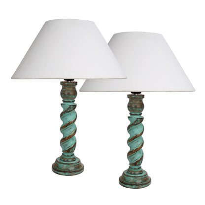 Signature Rustic Table Lamp set of 2, farmhouse Living Room Bedroom House Bedside Nightstand Home Office Reading Light,Rope