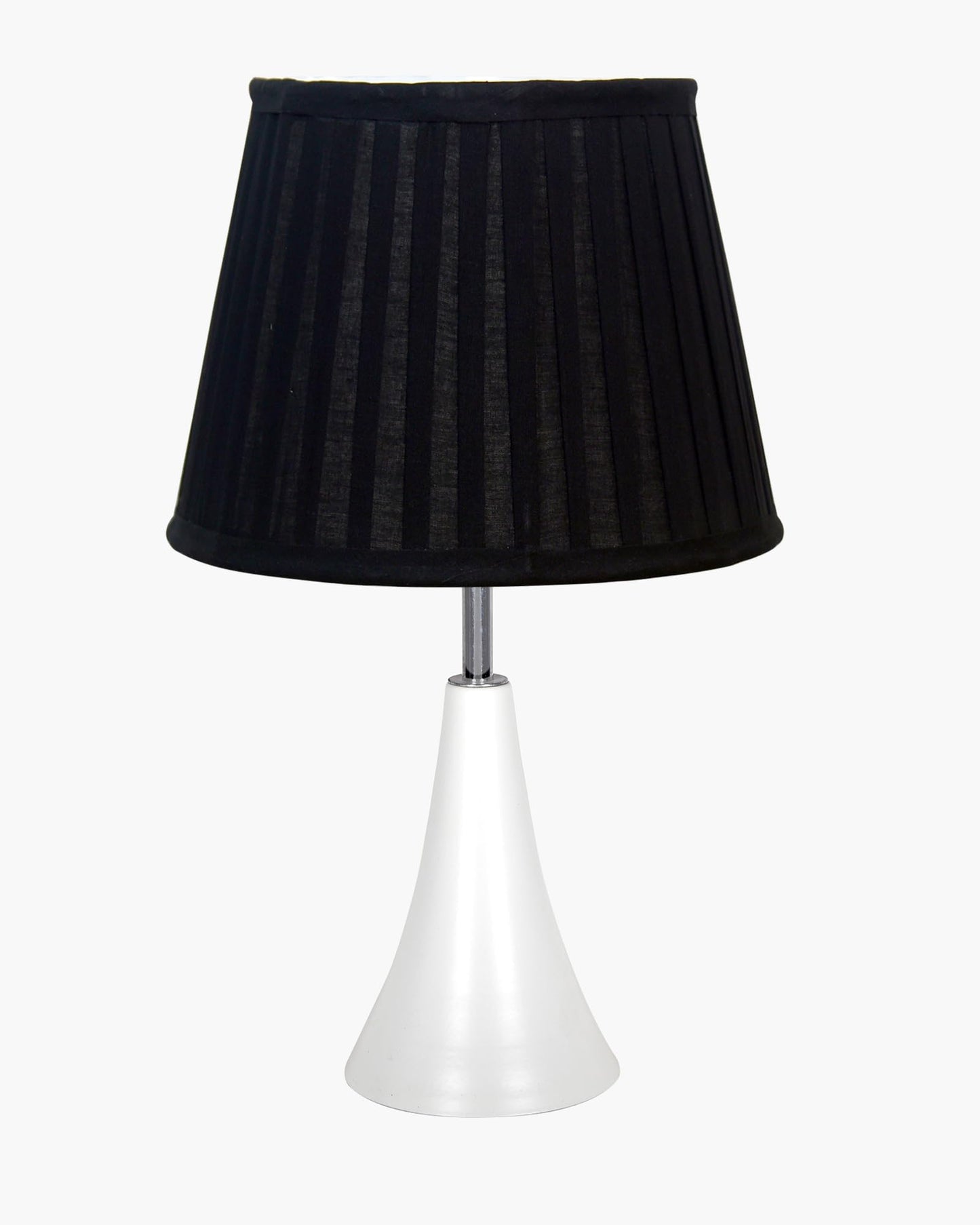 Farmhouse Matt Table Lamp for Bedroom, White Modern Bedside Lamps for Living Room, Rustic Table Light for Night Stands, Dorm, Office, Home Décor Fabric Shade, E27 holder, Inverto, Iris Cone