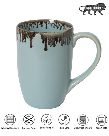 Turquoise Splash Handmade Irish Coffee Tea & Beer Mugs,Altered Glaze Latte Cups, Strips