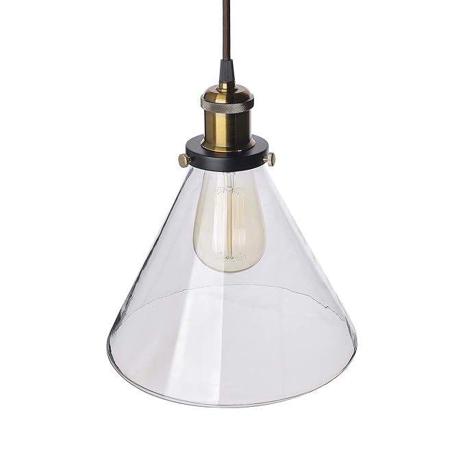 3-Lights Linear Cluster Chandelier Modern Glass Cone Shaped Hanging Light, Antique Socket, E27 Holder, Decorative, Black, URBAN Retro, Nordic Style