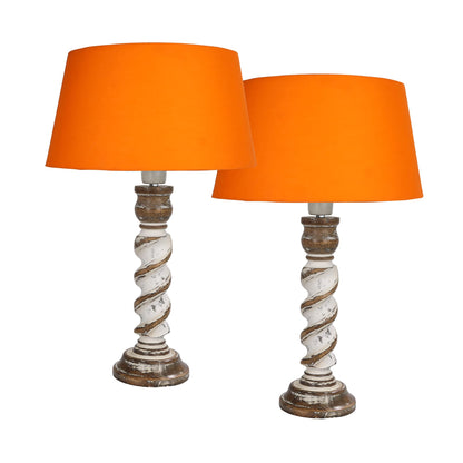 Signature Rustic Table Lamp set of 2, farmhouse Living Room Bedroom House Bedside Nightstand Home Office Reading Light, Rope Whitewash