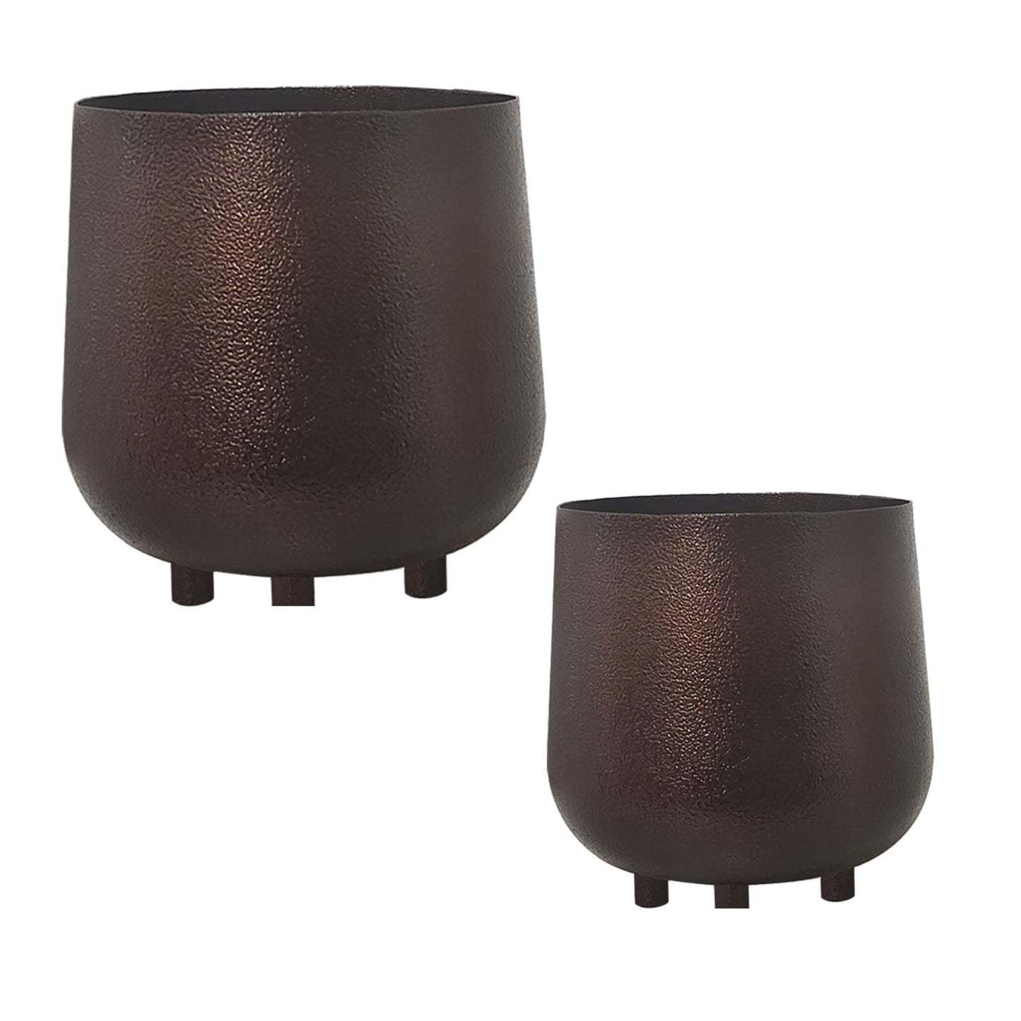 Homesake® Metal Flower Pots Planter DistressToned Garden Planters, 7.5/7 Inch Indoor Round Plant Containers, Pack 2 Cactus Greens Pots with Drainage Hole