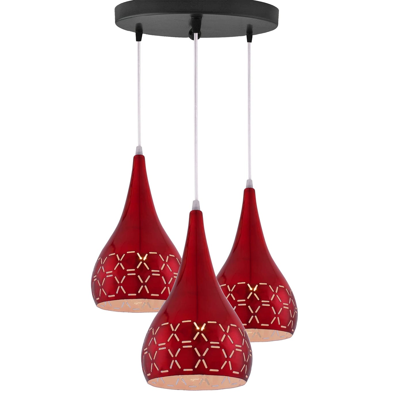 Homesake® 3-Lights Cluster With Glossy Spining Cross-Cut Hanging pendant Lamp, Ceiling Light, E27 Holder, Decorative, White, URBAN Retro, Nordic Style, LED/Filament ( 3-Lights Round)