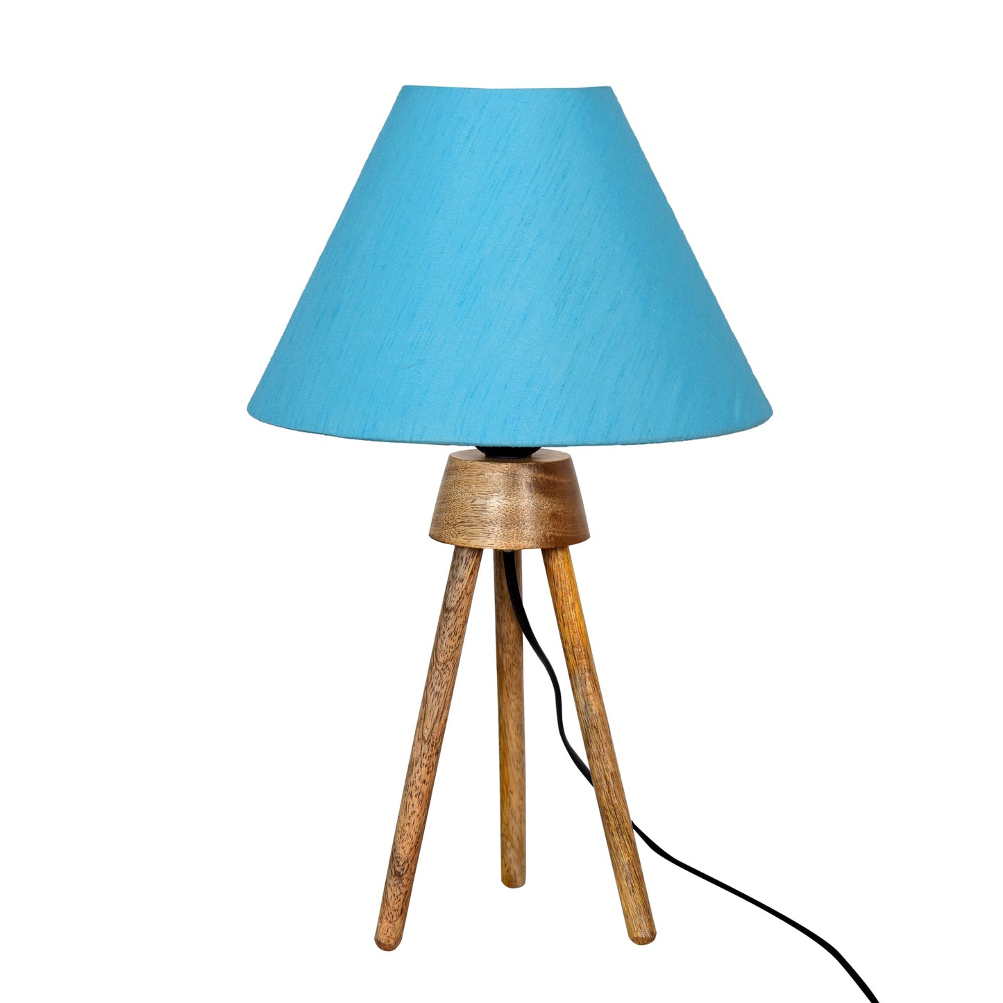 Wood Tripod Small Table Lamps, Rustic Antique Dimmable Bedside Lamp with Linen Lampshade, Nightstand Lamp for Nursery, Bedroom, Kid Room, Living Room,