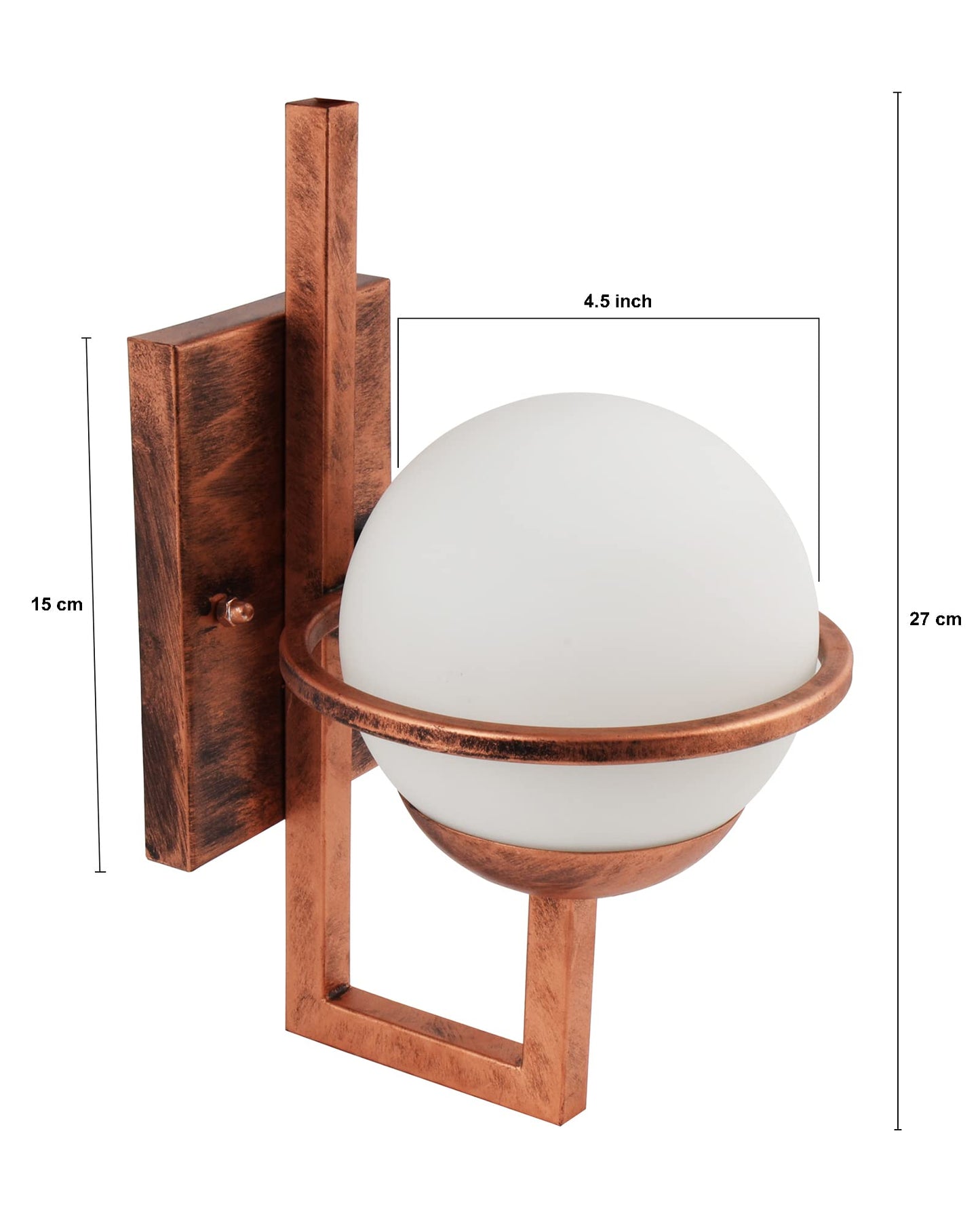 Homesake® Rustic Wall Light Fixtures, Oil Rubbed Rust Finish Indoor Vintage Wall Sconce with Glass Shade Farmhouse Metal Sconces for Bedroom Living Room Cafe, (Frost Globe)