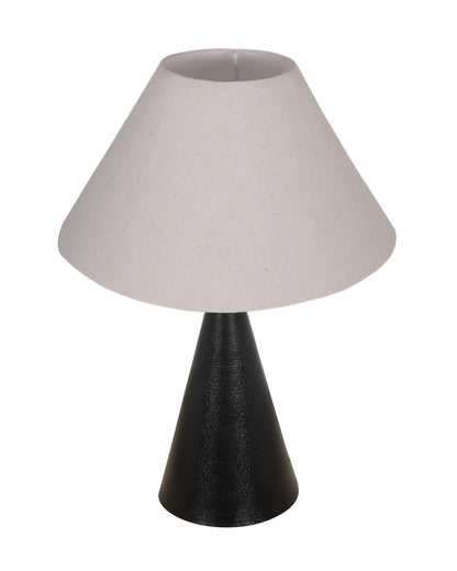 Bedside Table Lamp, Matt Black Metal Modern Lamp with Fabric Shade, Simple Side Lamp for Living Room,Bedroom,Home,Office Working, Black Cone, Turquoise Shade