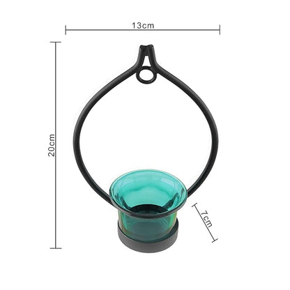 Set of 2 Decorative Black Eye Wall Sconce/Candle Holder With Glass and Free T-light Candles