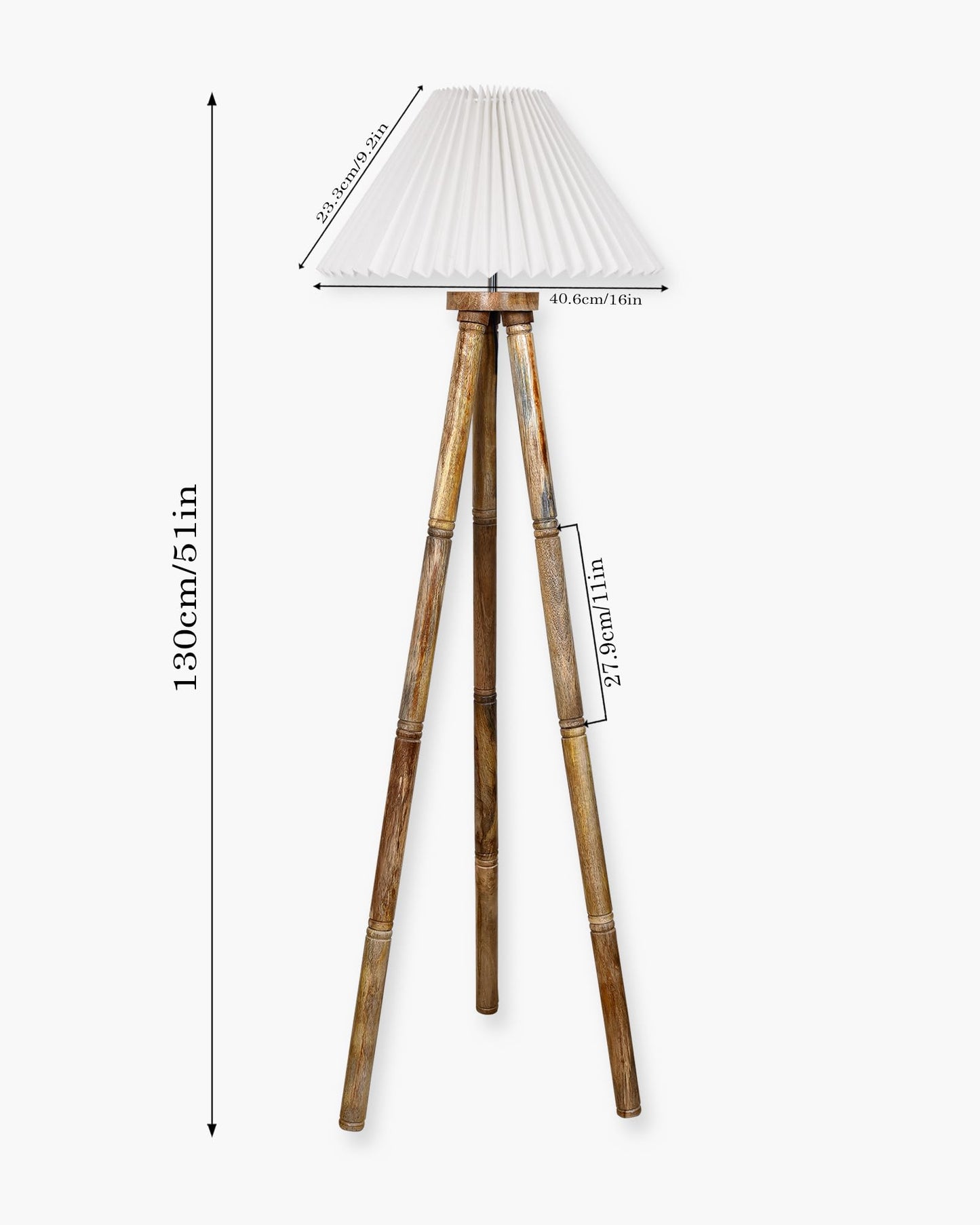 Wood Tripod Floor Lamp, Mid Century Standing Lamp, E27 Lamp Base, With shade Modern Design Floor Reading Lamp for Living Room Bedroom, Study Room and Office