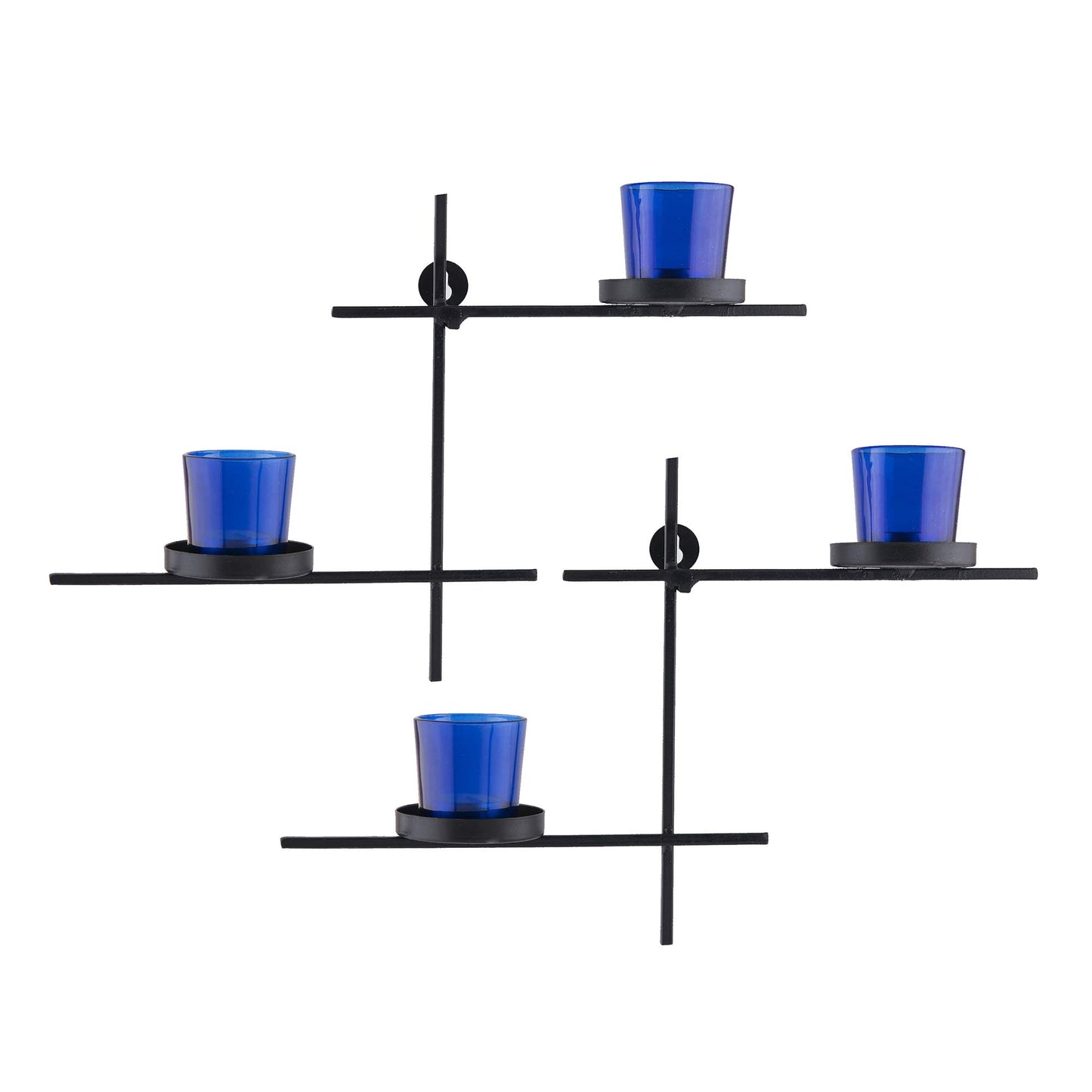 Homesake® Black Scorching Ladder with Pair of Votive Wall Hanging Candle Tealight Holder, Set of 2