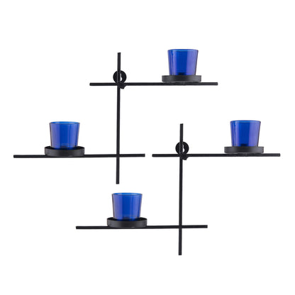 Homesake® Black Scorching Ladder with Pair of Votive Wall Hanging Candle Tealight Holder, Set of 2