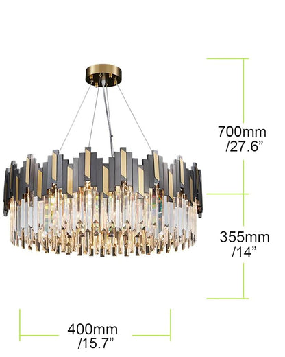 15.7"5 Lights Pendant Light Fixture Crystal Chandelier for Foyer Dining Room, Vintage Ceiling Lighting
