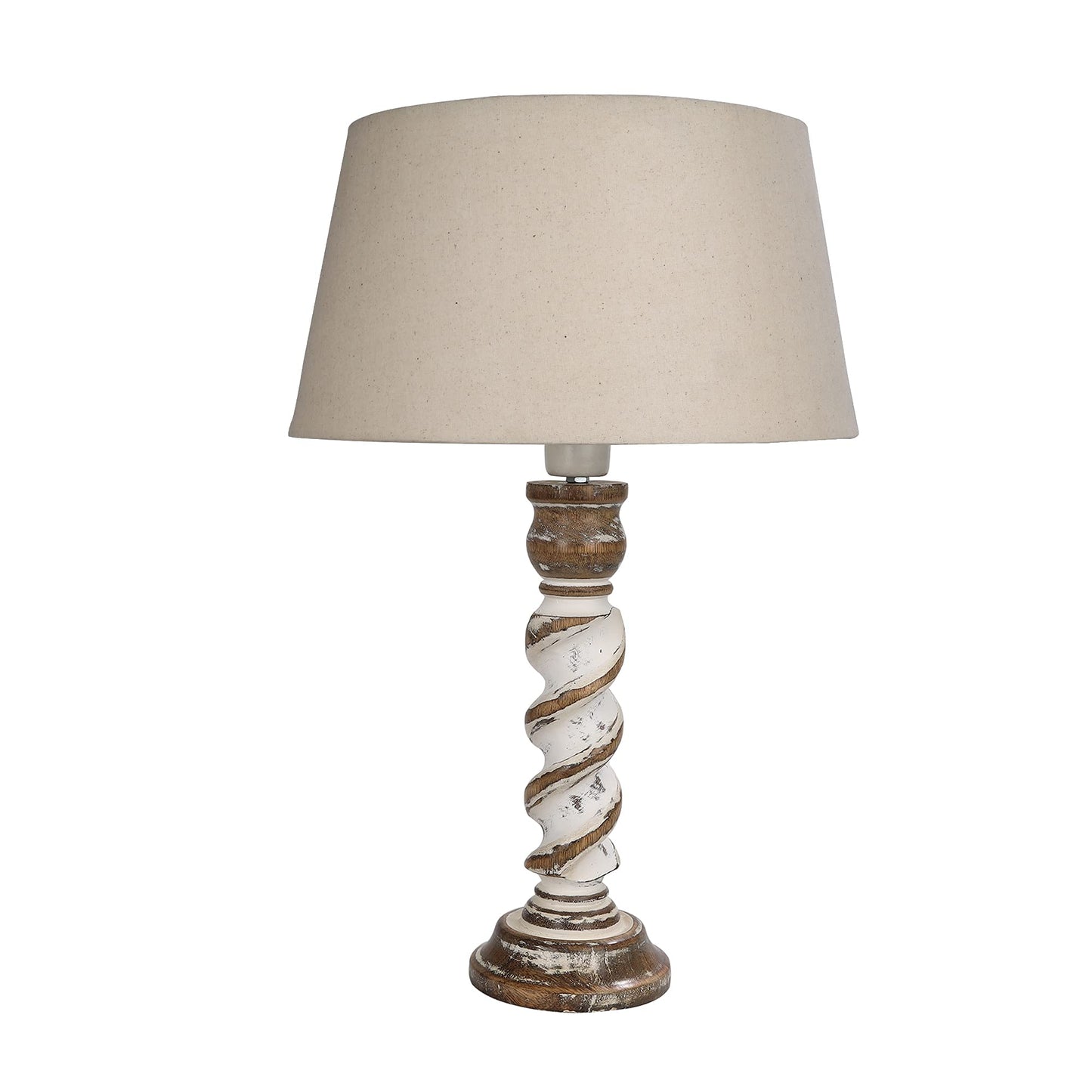 Signature Rustic Table Lamp set of 2, farmhouse Living Room Bedroom House Bedside Nightstand Home Office Reading Light, Rope Whitewash