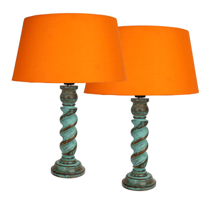 Signature Rustic Table Lamp set of 2, farmhouse Living Room Bedroom House Bedside Nightstand Home Office Reading Light,Rope