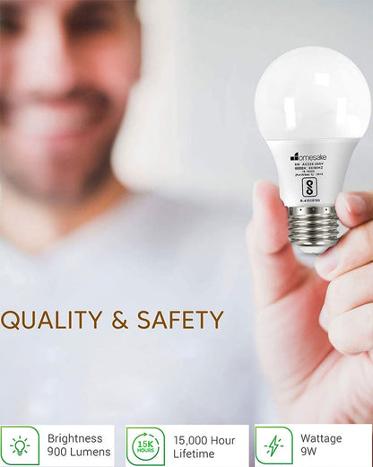 Homesake® E27 LED Light Bulbs Cool White 6000k 9W Standard Edison Base Bulb, for Bedroom Living Room, Energy Saving LED Light Bulb for Home, Office & Study Room