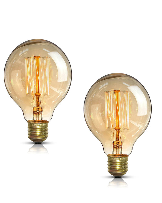 Homesake® Edison Round Bulb - 4 Unit (Warm Yellow), Vintage Edison Bulb with Warm Amber Glow for Decorative Lighting