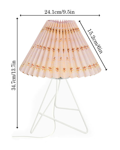 Retro Down to the Wire Metal Table Lamp with Fabric Shade, Bedside Lamp Gift Housewarming Home Living Room, Pleated shade