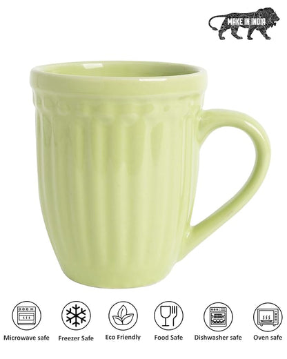 Mint green Handmade Irish Coffee Tea & Beer Mugs, Set of 2 Altered Glaze Latte Cups, Strips