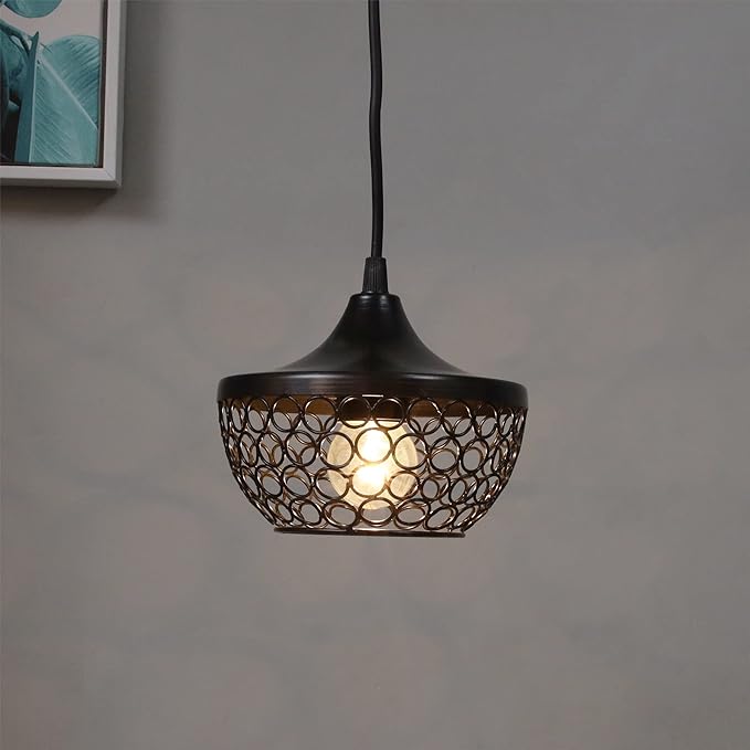 Matt black Crystal hanging goblet light, ceiling light, Nordic E27 pendant