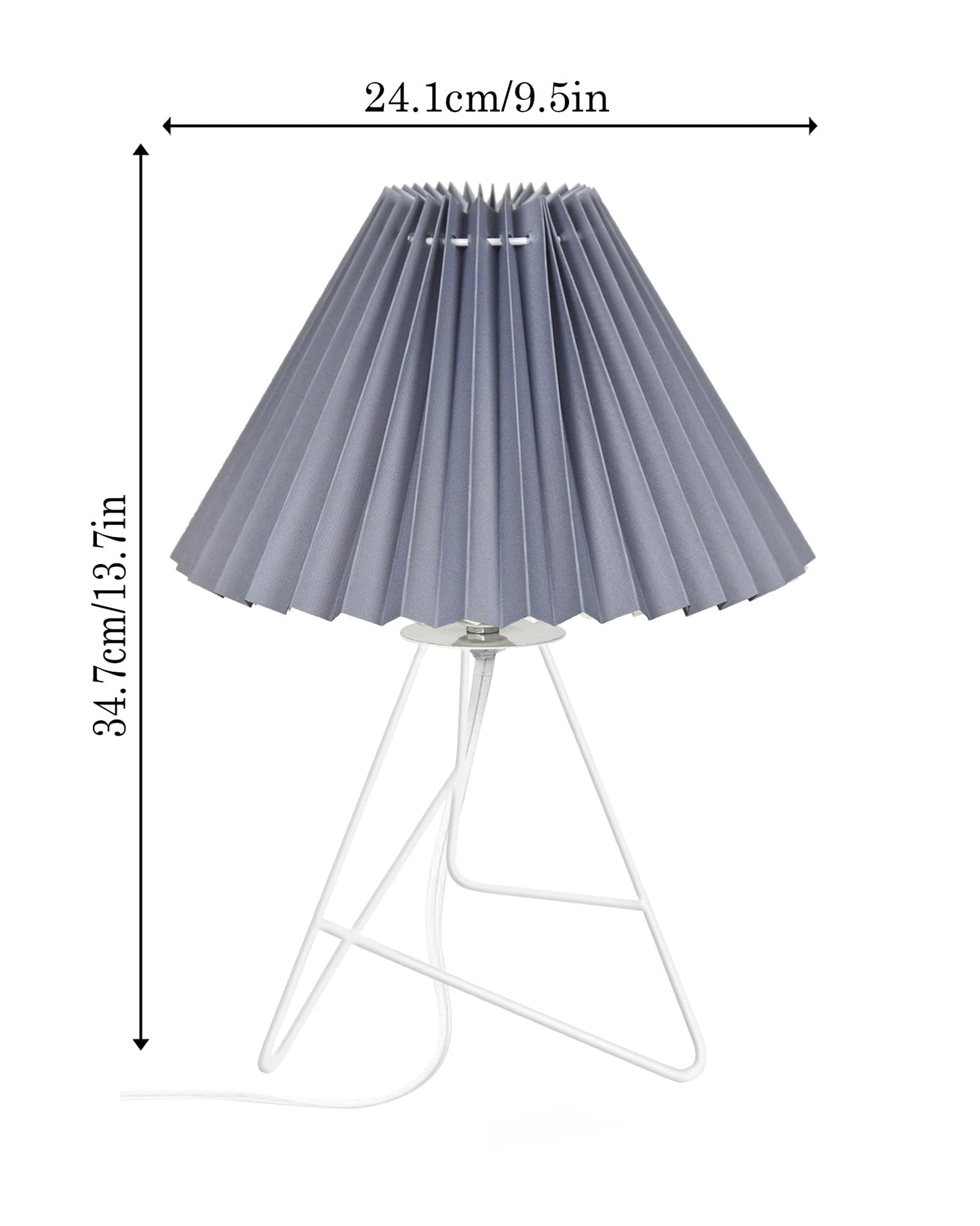 Retro Down to the Wire Metal Table Lamp with Fabric Shade, Bedside Lamp Gift Housewarming Home Living Room, Pleated shade