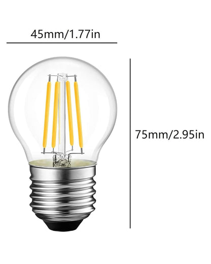 Homesake® Edison Tungsten LED Round Antique Glass G45 Light Bulbs Vintage Base E27 Bulb Yellow Light For Home Decoration Living Room/Hall/Balcony/Restaurant Bar Lighting