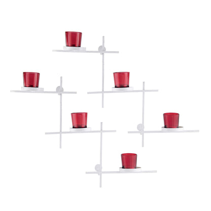 Homesake® White Scorching Ladder with Six Votive, Wall Hanging Candle Tealight Holder, Set of 2
