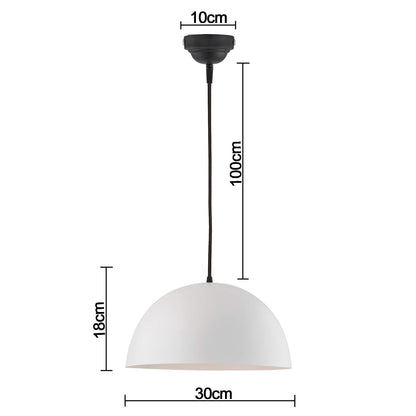 Homesake® Modern Hanging Dome Pendant Light | Minimalist Hanging Ceiling Lamp | White Metal Shade | Contemporary Home Decor Lighting Fixture | Ideal for Living Room, Dining Room, Kitchen, Bedroom