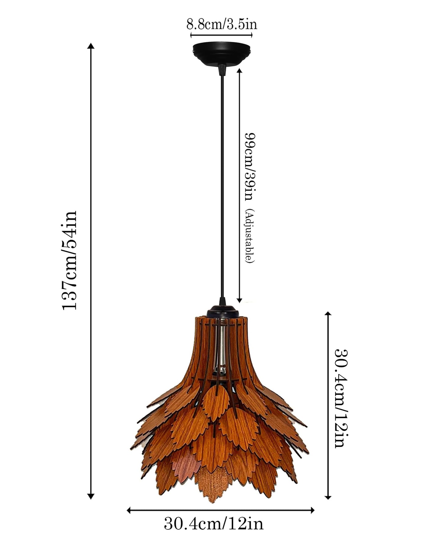 Homesake® Handcrafted Wooden Pendant lamp, Design Ceiling lamp,Hanging lamp Home decor Chandelier Light | E27 Bulb Included | Decoration for restaurants, Hotel, Home,Bedroom, Dining & Café